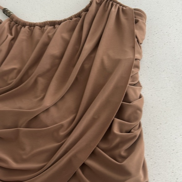 Magic Suit One Piece Tummy Control Swimsuit Tan Brown Ruching Overlay Size M - Picture 12 of 14